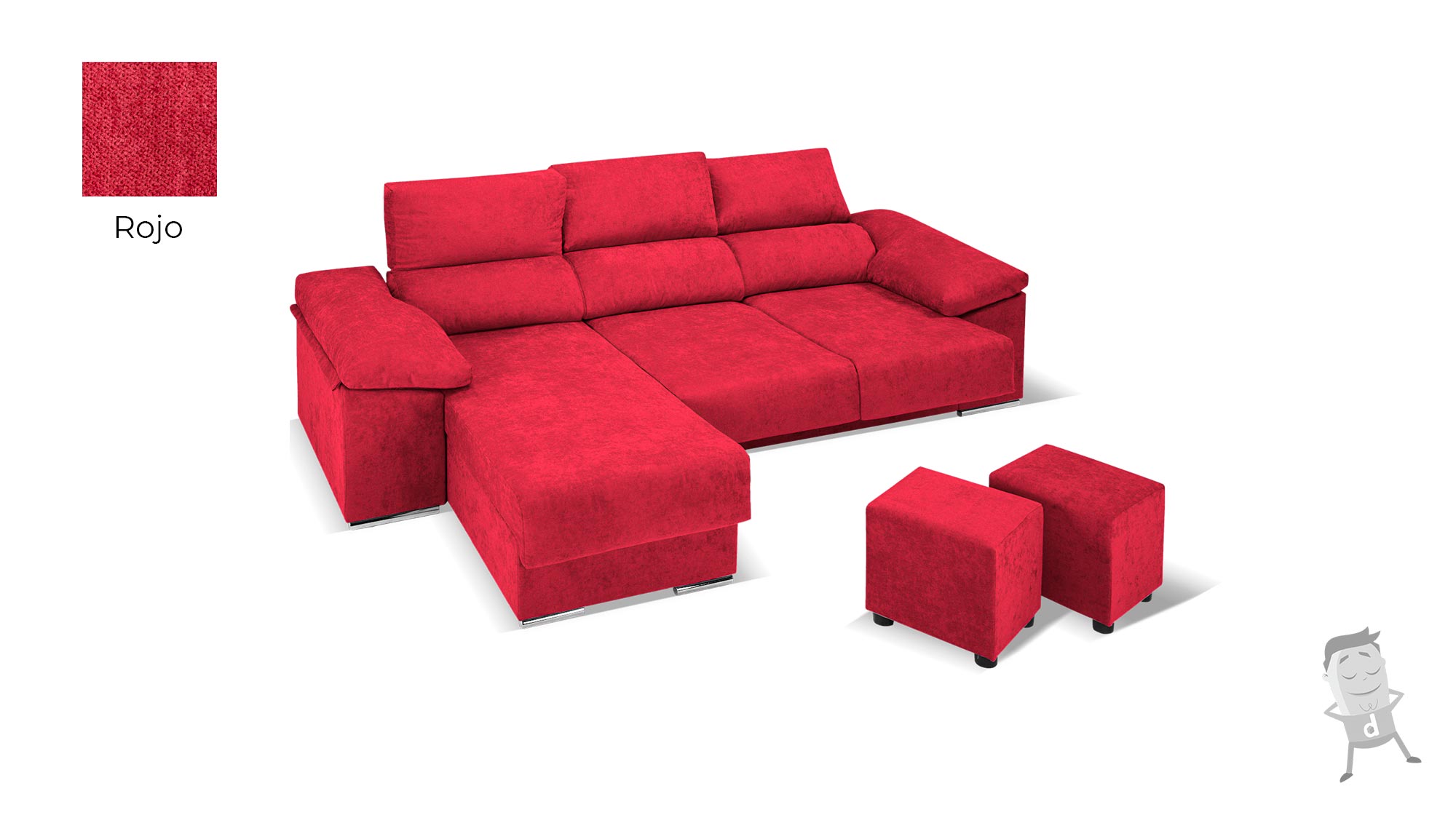 Sofa Chaise-longue-Zeus-Rojo