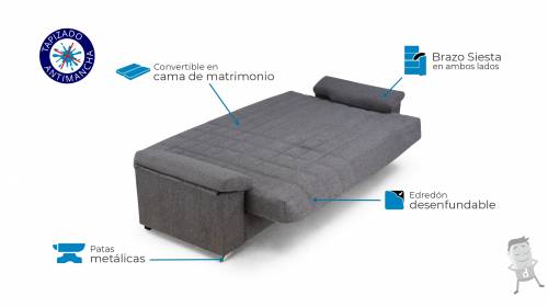 Sofa cama en forma de libro clic clac Gea caracteristicas
